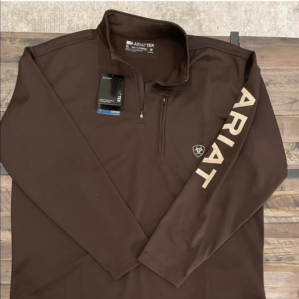 Ariat Men’s Tek Team Half Zip Sweatshirt- coffee bean